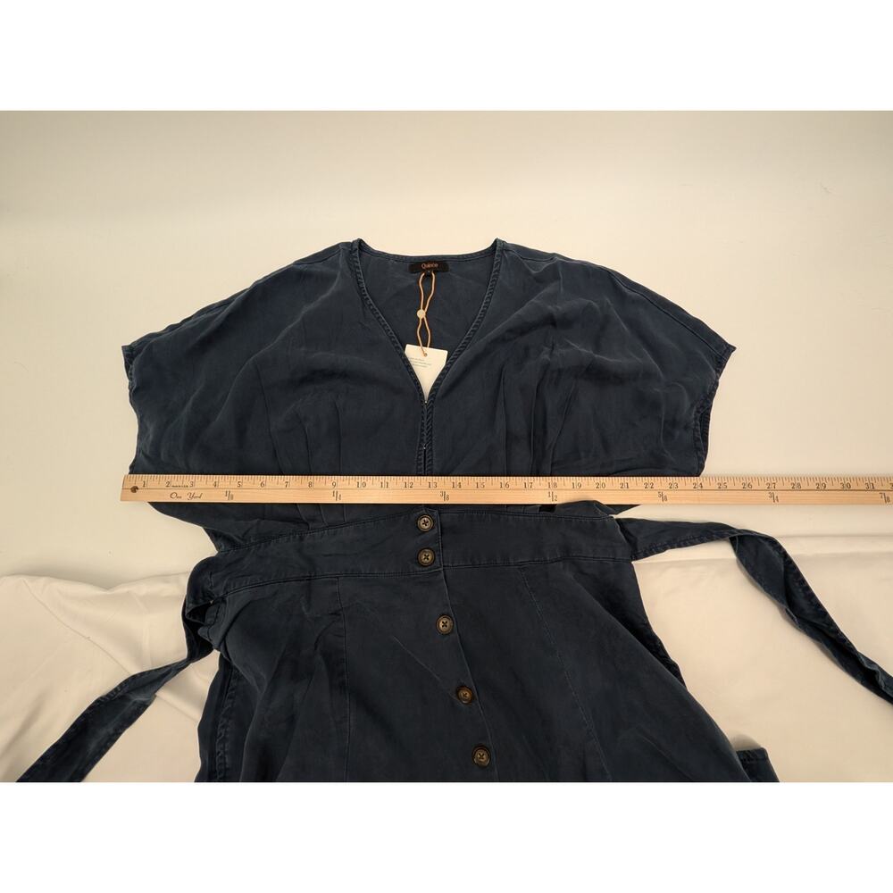 NWT Quince Vintage Wash Tencel Button Front Dress Midnight Blue L Office Career - Picture 7 of 10